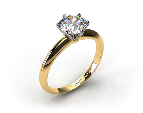 18k Yellow Gold Six Prong Knife Edged Solitaire Engagement Ring (Handmade)